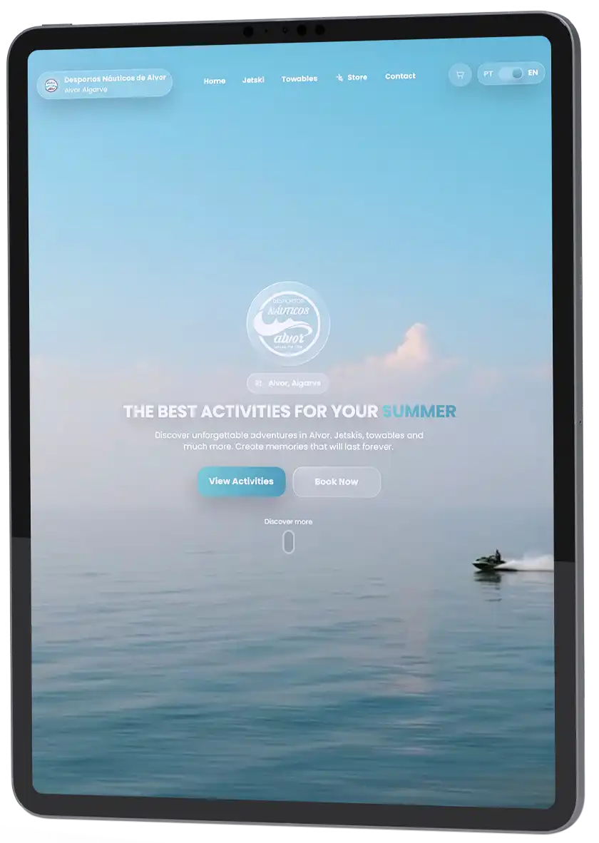 Desportos Náuticos de Alvor website mockup