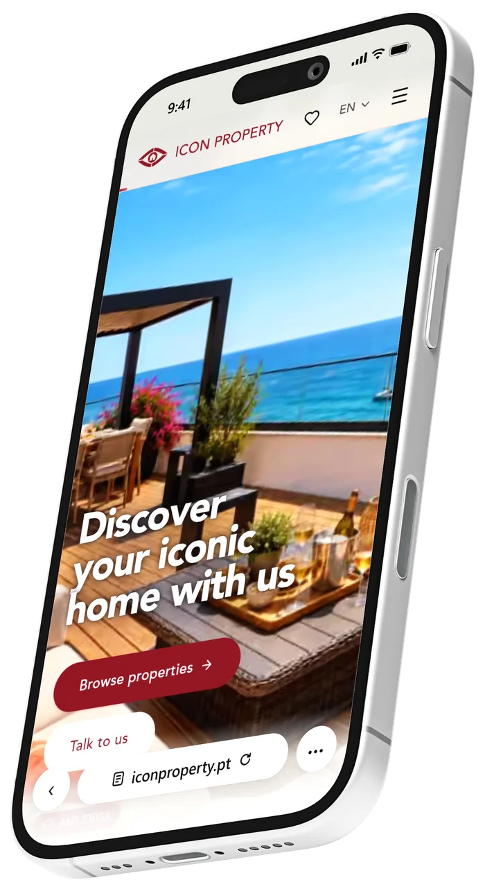 Mockup do website ICON Property num iPhone